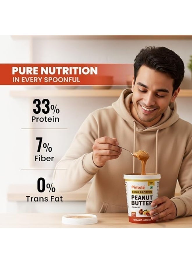 PINTOLA 33G Whey Protein Added Peanut Butter | Sweetened with Organic Jaggery | 0% Refined Sugar & 0% Salt - 510g Creamy - Image 3
